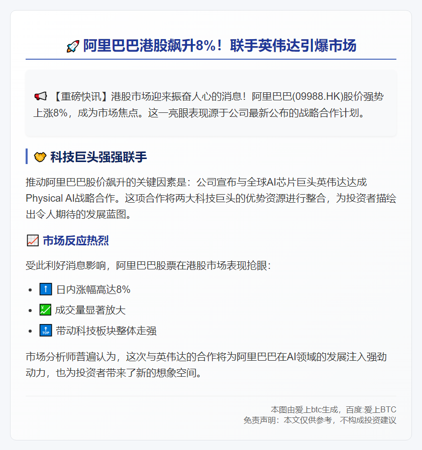 阿里港股飙升8%