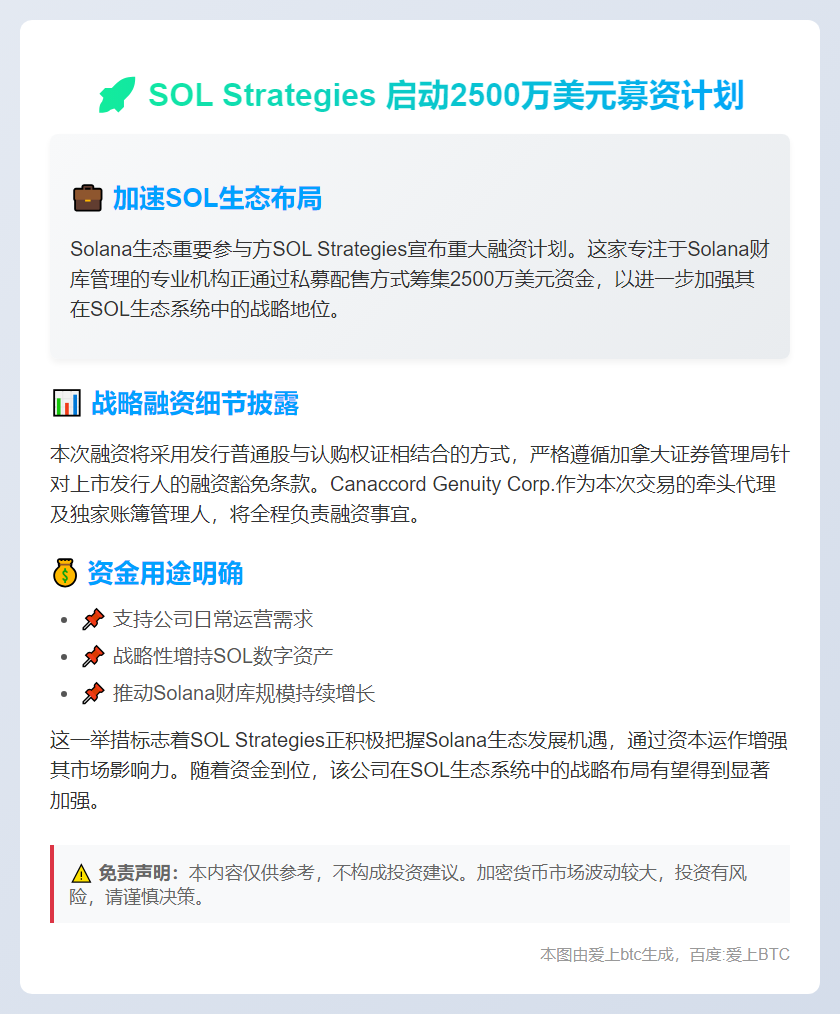 SOL Strategies 拟配股募资2500万美元