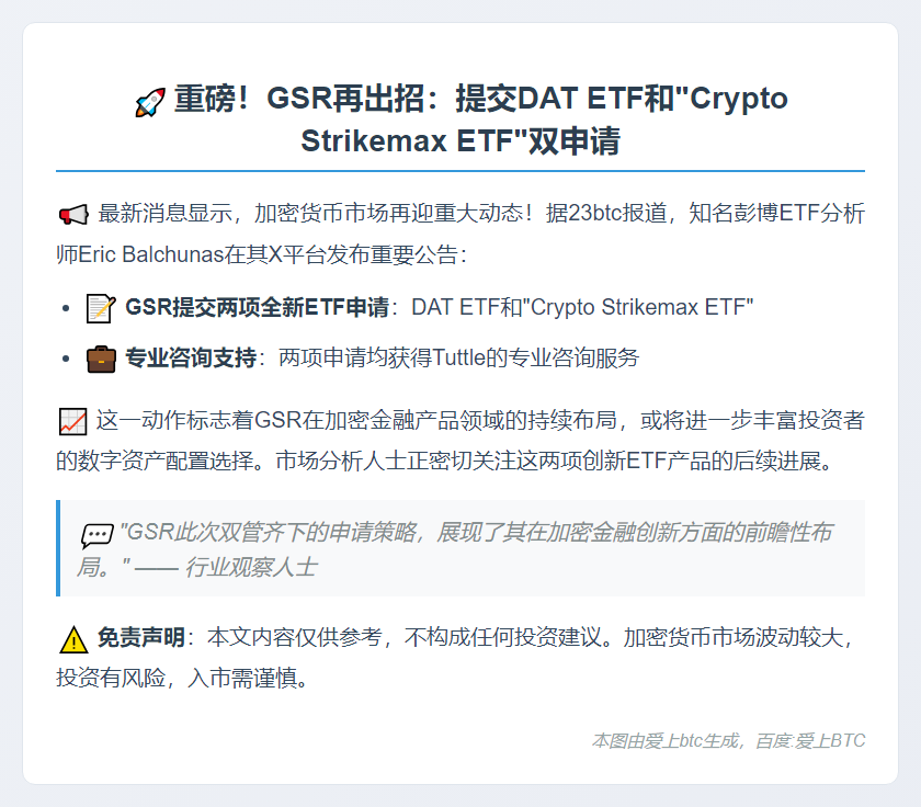 GSR申请DAT和Crypto Strikemax ETF