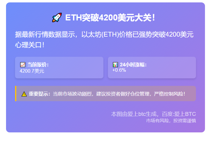 ETH突破4200美元