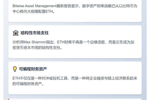 Bitwise：以太坊财库战略正在成为主流，ETH已不局限于对冲或投机工具