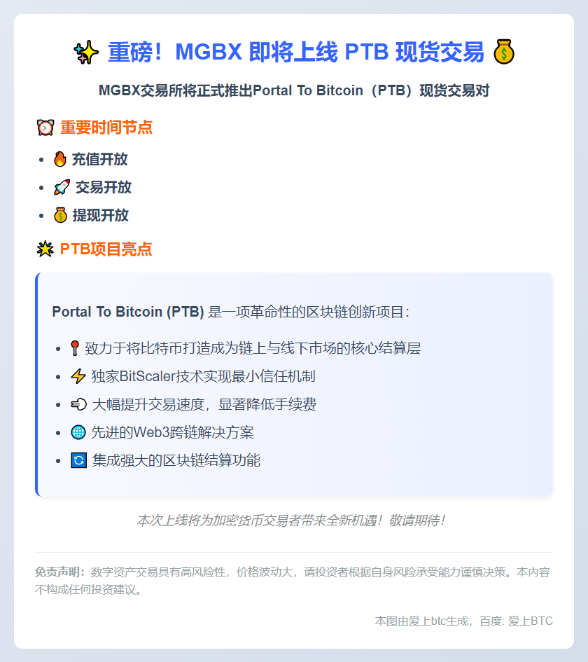MGBX 9月3日上线PTB交易