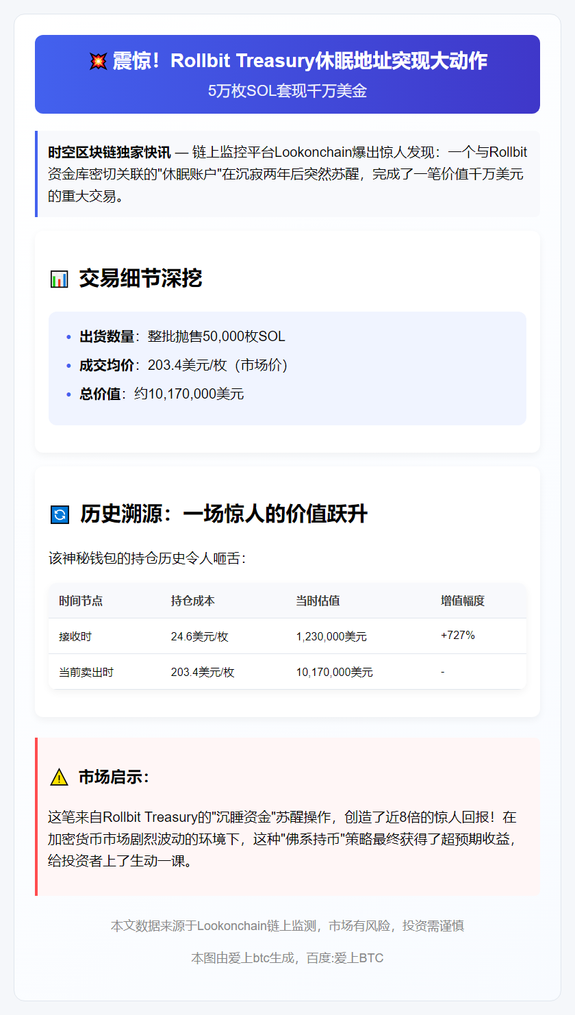 "沉寂2年Rollbit地址售5万SOL"