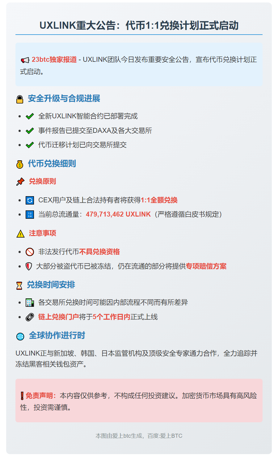 UXLINK用户可1:1兑换CEX和链上资产
