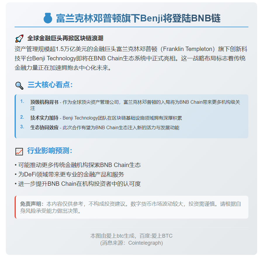 富兰克林邓普顿旗下Benji将登陆BNB链