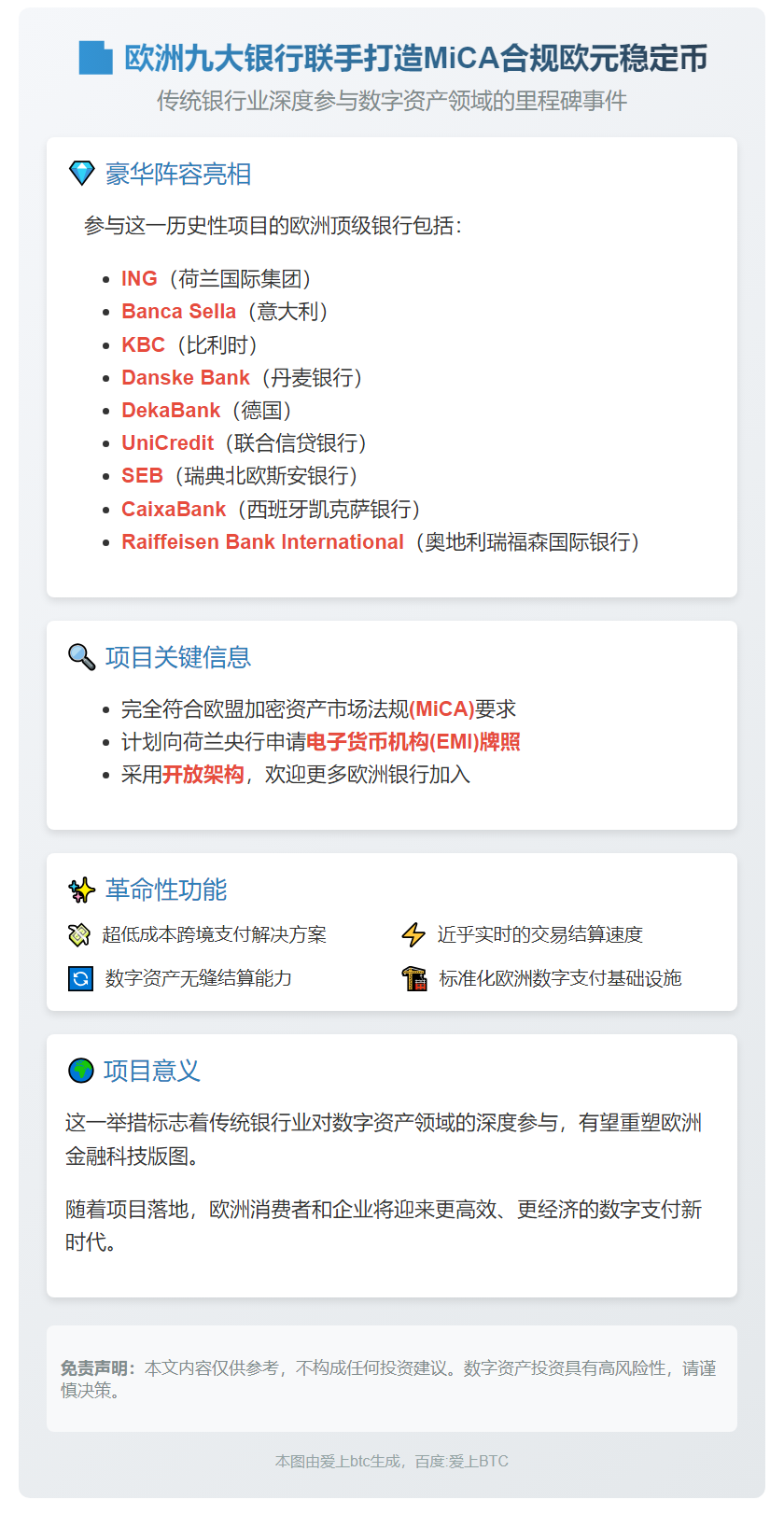 欧洲九银行将推合规欧元稳定币