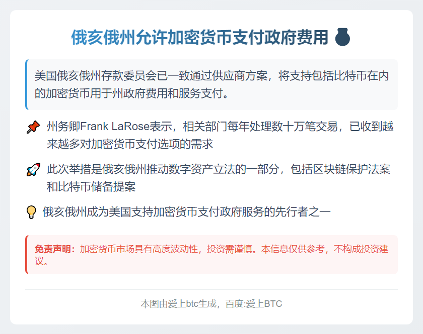 俄亥俄州允许加密货币支付政府费用