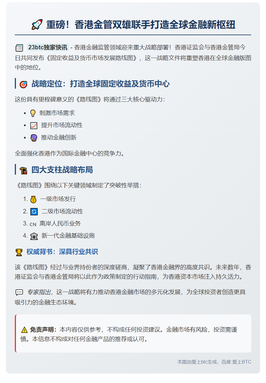 香港发布全球固定收益及货币中心路线图