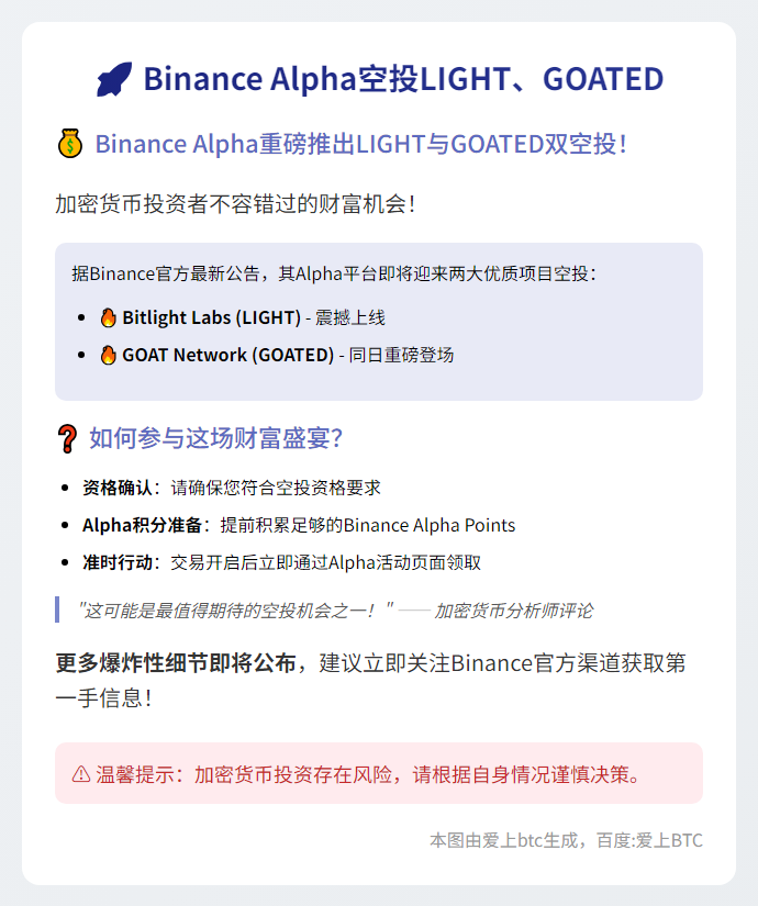 Binance Alpha空投LIGHT、GOATED
