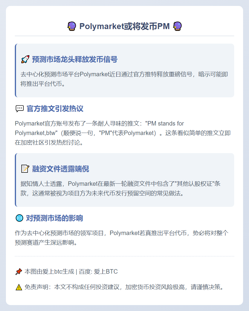 Polymarket或发币PM