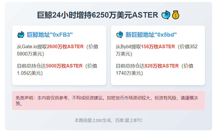 巨鲸24小时增持6250万美元ASTER