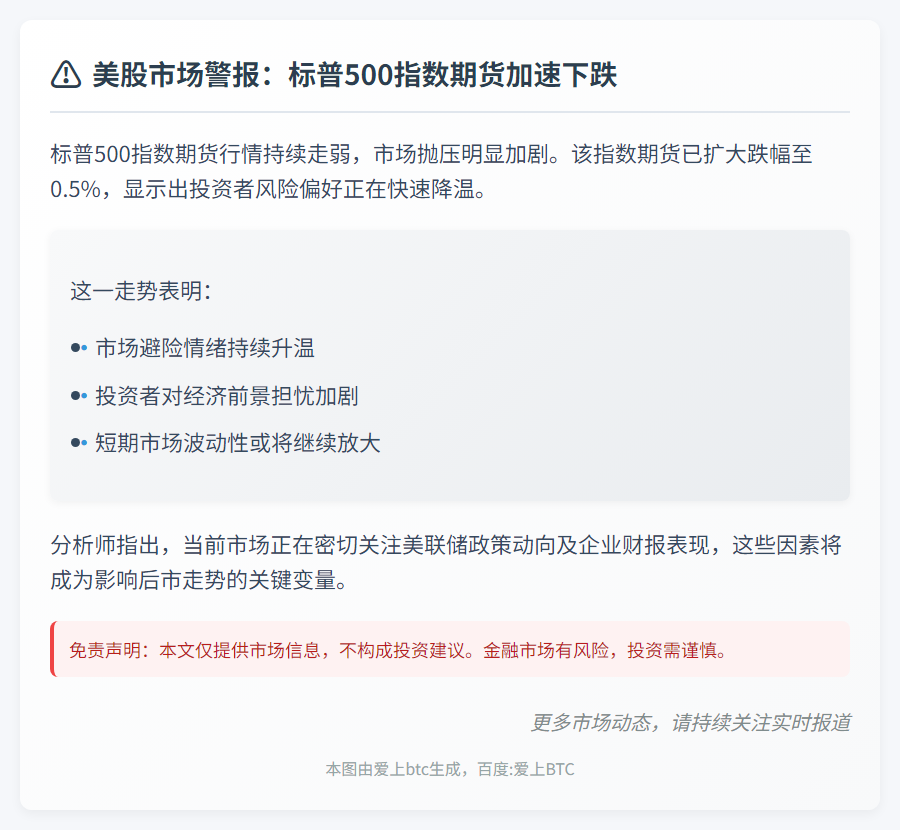 标普500期货跌幅扩大至0.5%