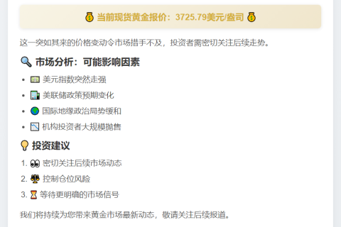 金价短线跌近20美元