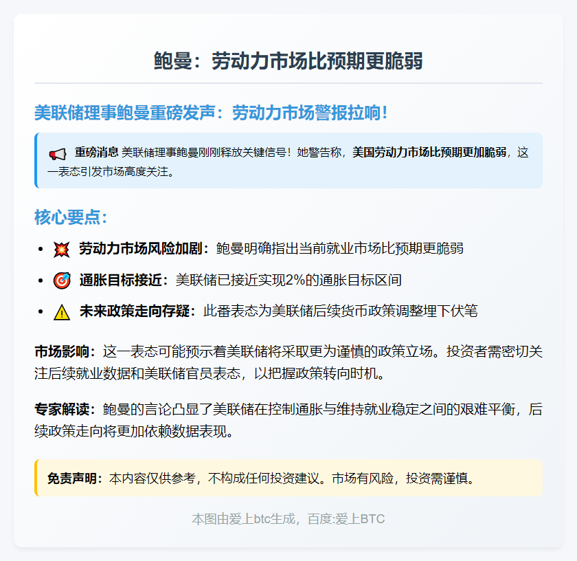 鲍曼：劳动力市场比预期更脆弱