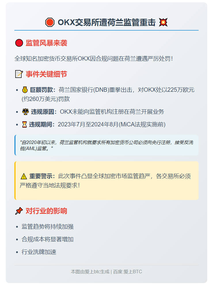 OKX因无证遭荷兰罚260万美元