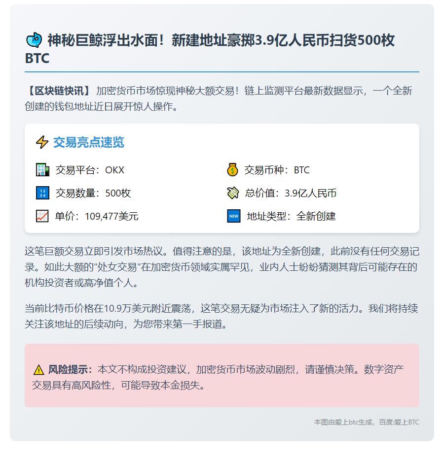 新建地址从OKX转出500枚BTC