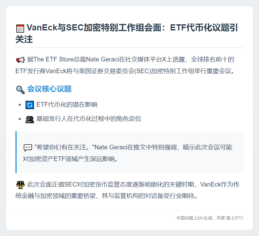 VanEck今与SEC加密工作组会面