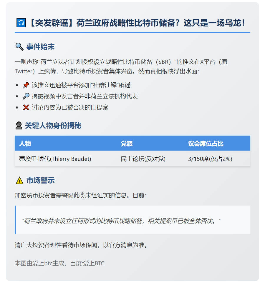 荷兰否认持有比特币储备