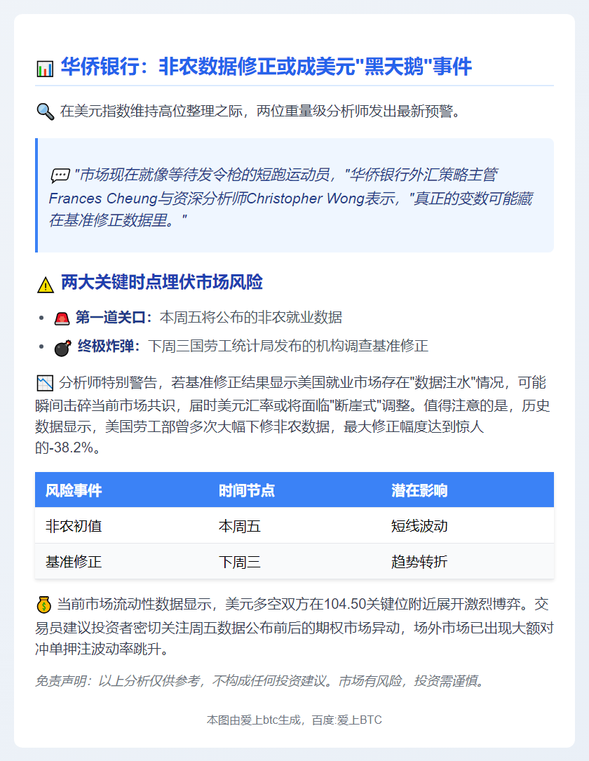 华侨银行：非农若大幅下修或将压制美元