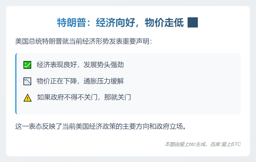 特朗普：经济向好，物价走低