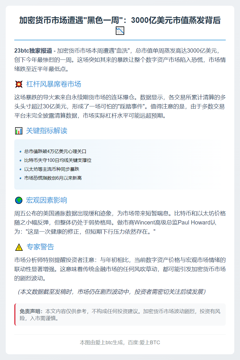 加密货币周蒸发3000亿 下行压力犹存