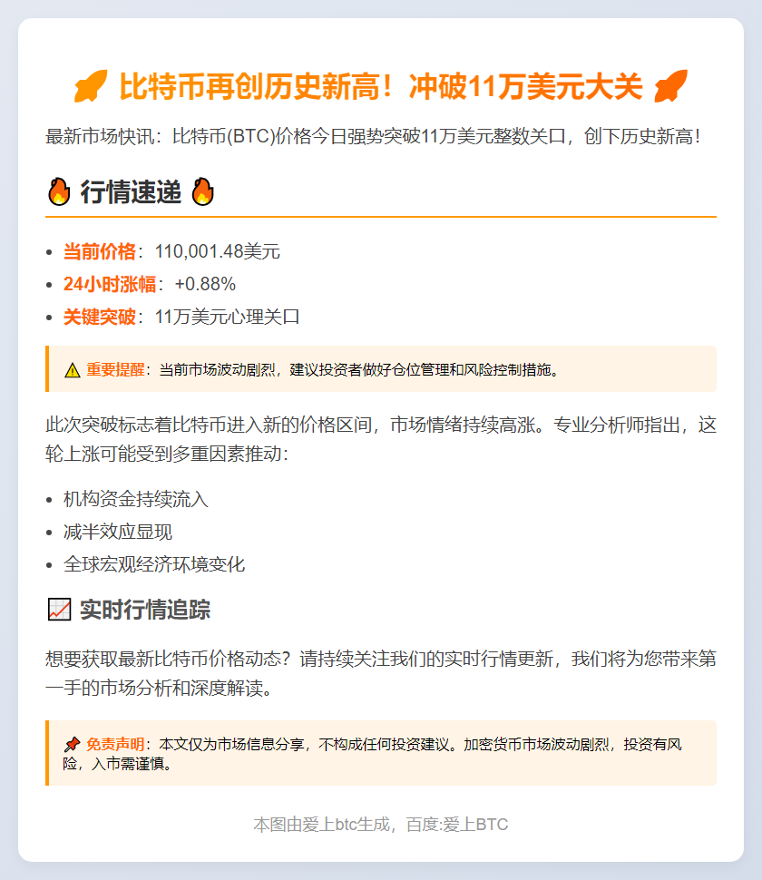比特币突破11万美元