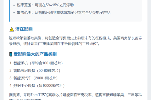 特朗普拟按芯片数量征税电子设备