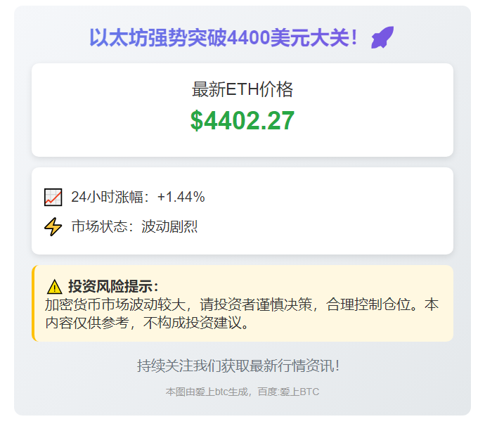 ETH破4400美元