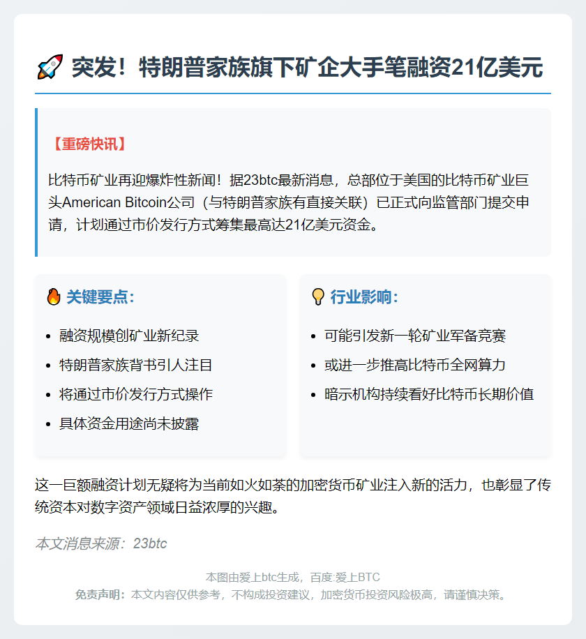 比特币矿企申请募资21亿美元