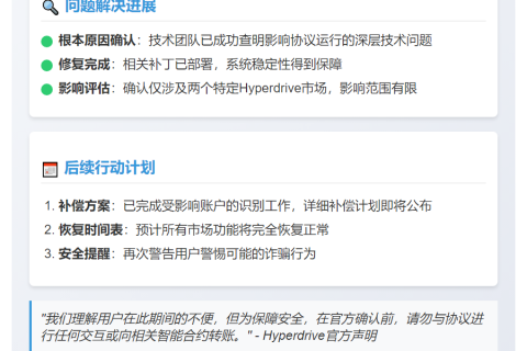 Hyperdrive修复协议问题，补偿即将启动