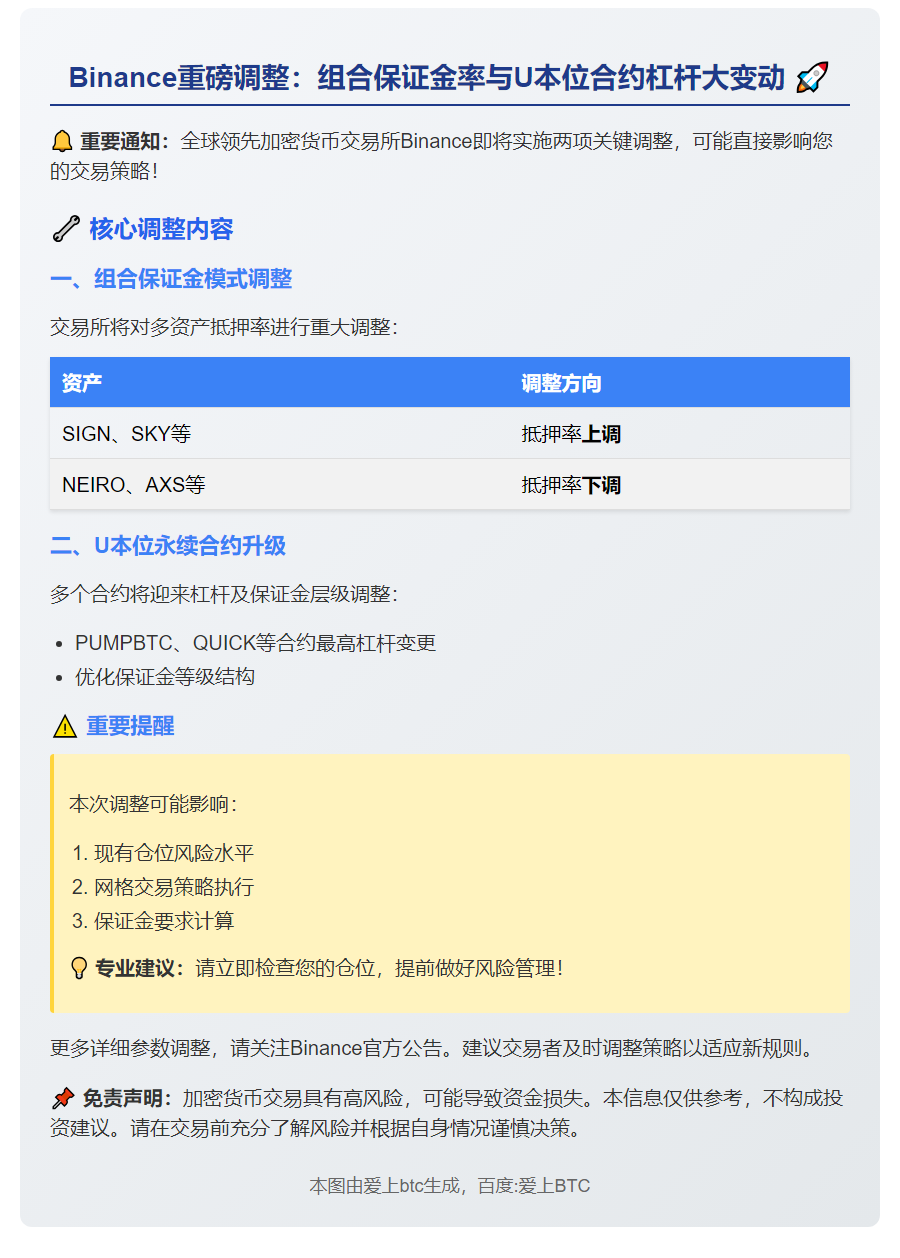 Binance调整U本位合约杠杆及保证金