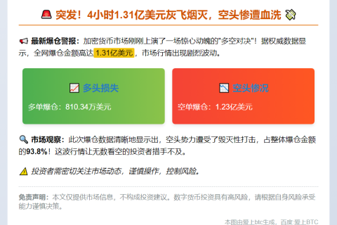 4小时爆仓1.31亿 空单惨遭血洗