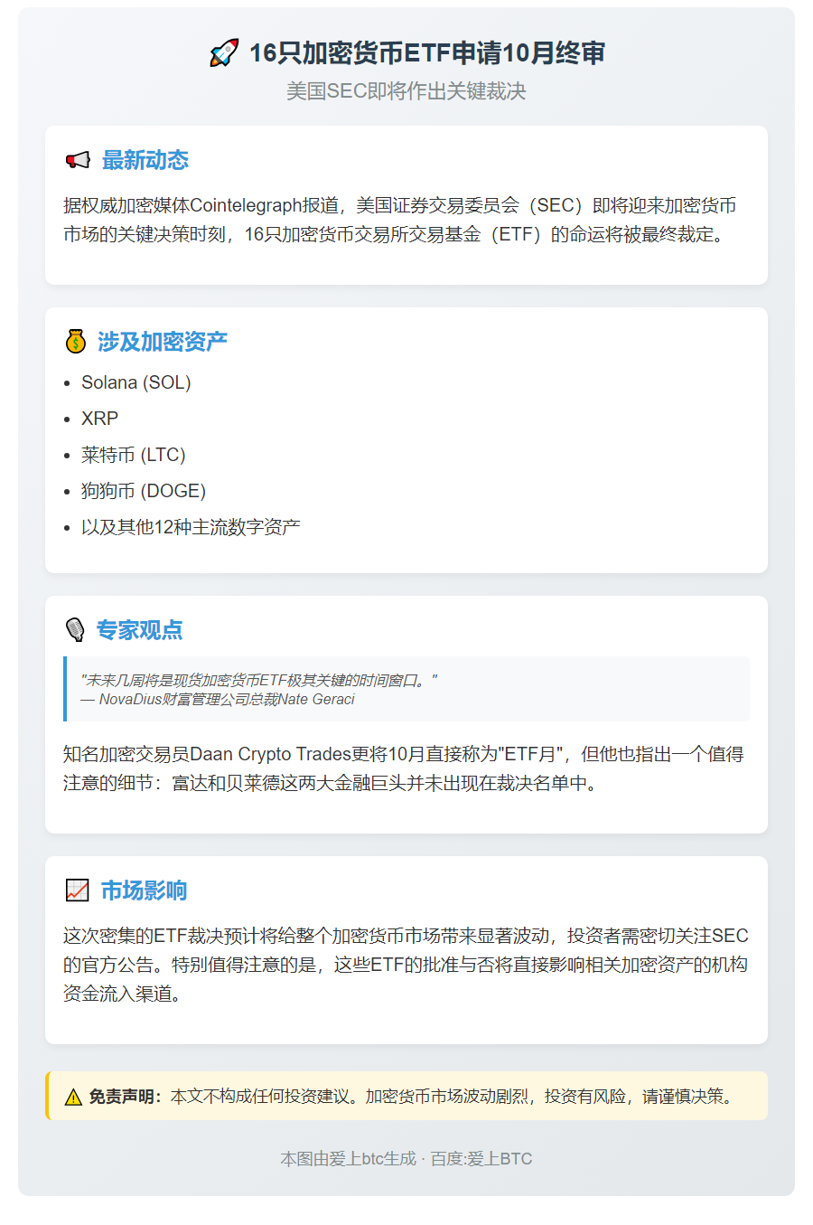16只加密货币ETF申请10月终审
