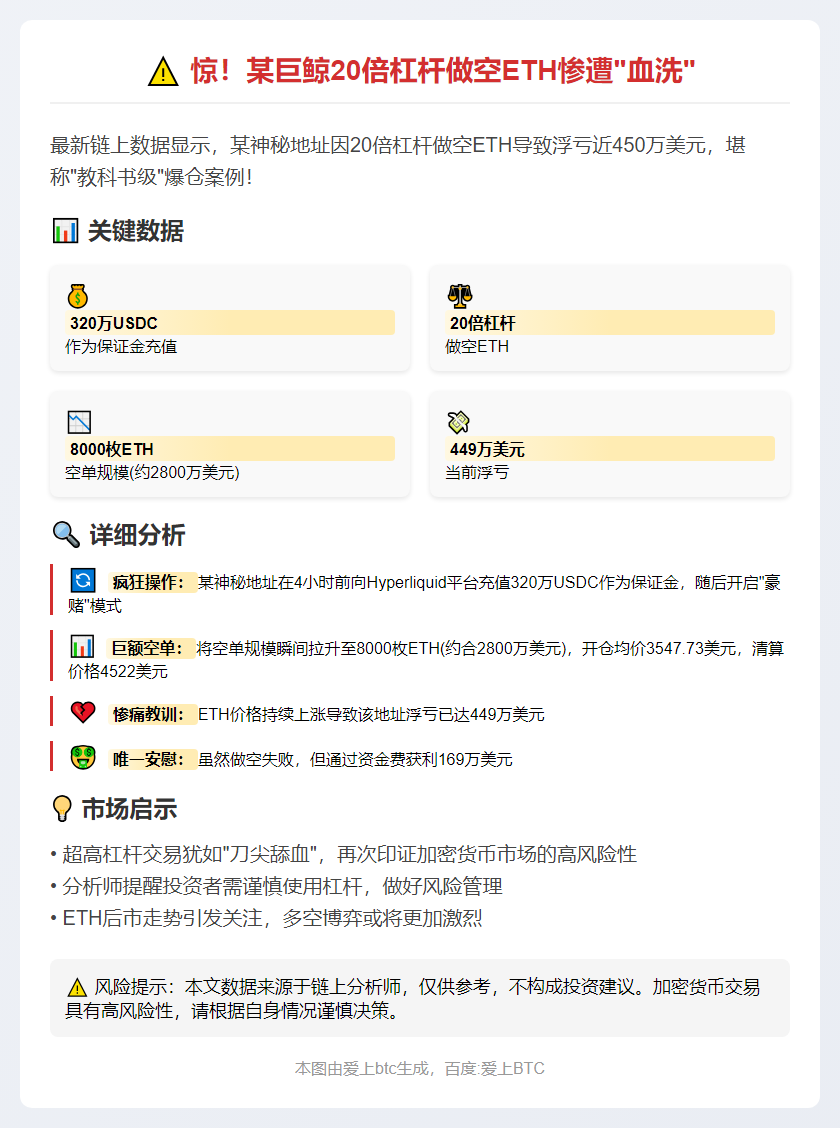 20倍杠杆做空ETH亏449万
