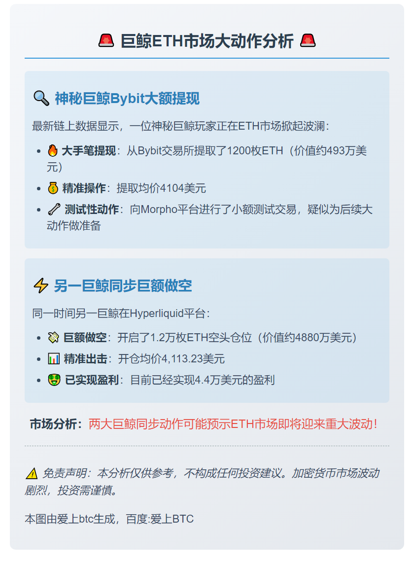 巨鲸从Bybit提取1200枚ETH