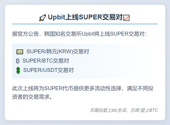 Upbit上线SUPER交易对