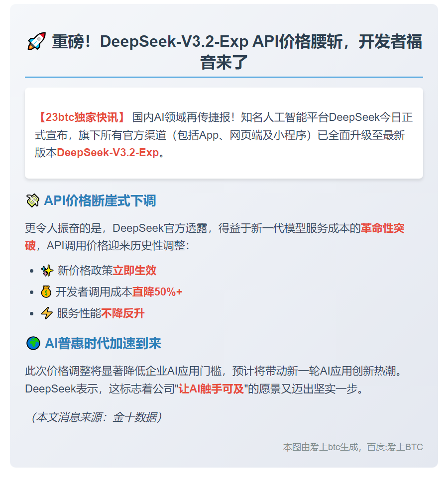DeepSeek-V3.2 API价格大降