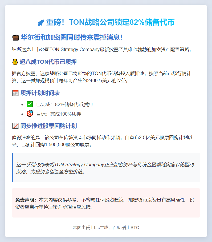 TON质押82%代币储备