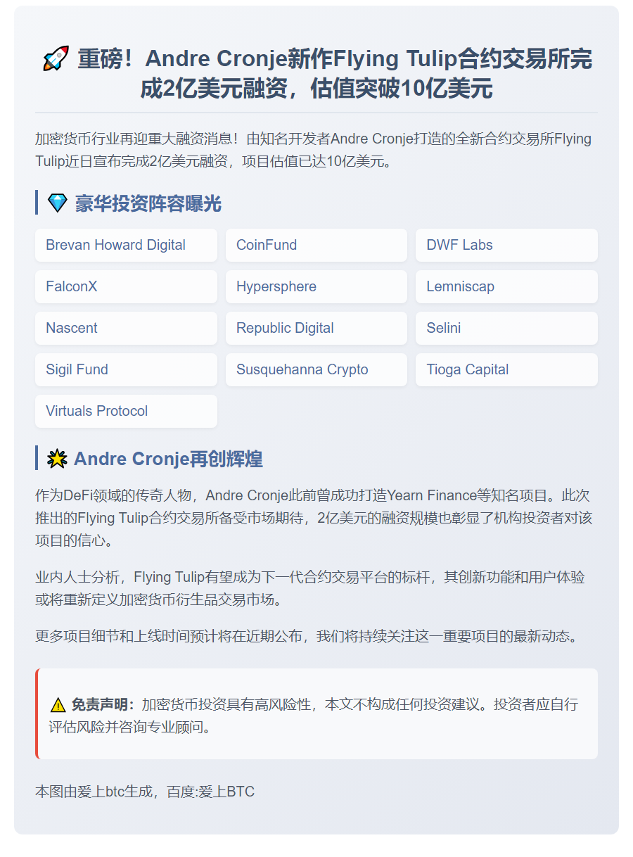 Flying Tulip募资2亿美元，估值10亿