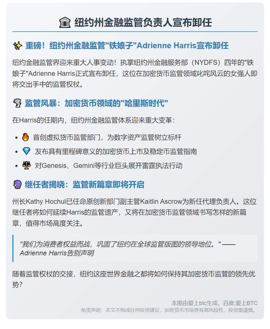 纽约州金融监管负责人宣布卸任