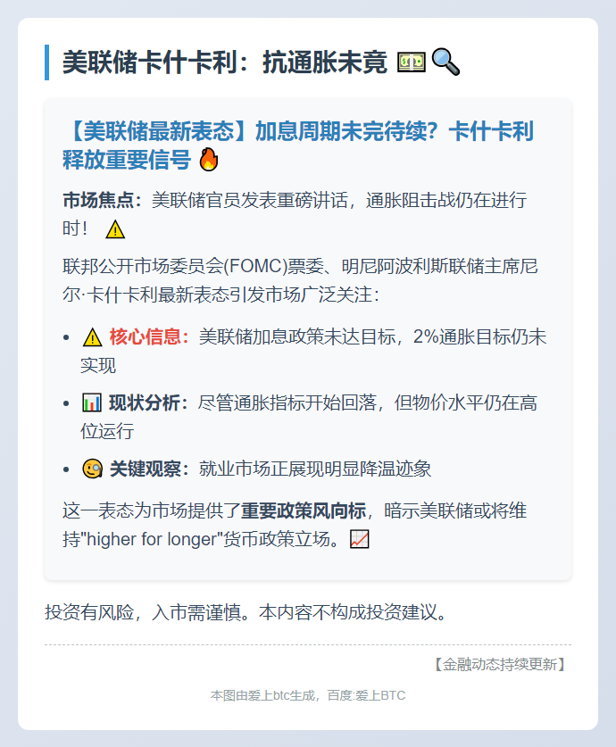 美联储卡什卡利：抗通胀未竟