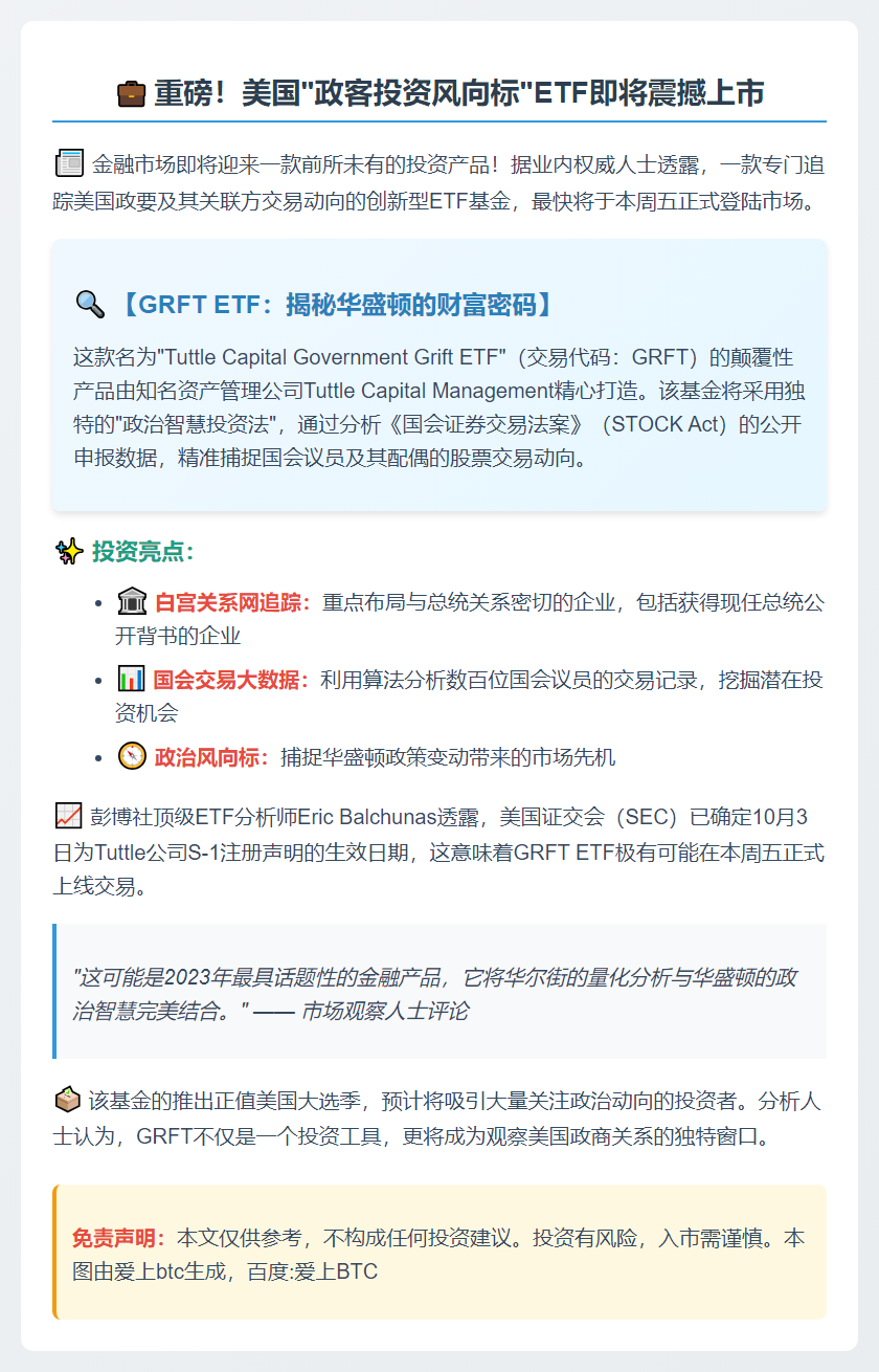 美“政府敛财”ETF本周或上市