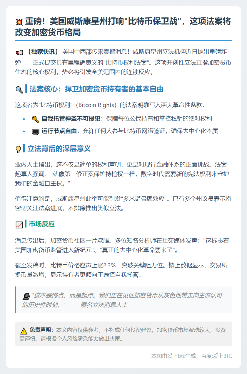 威州拟推比特币权利法案