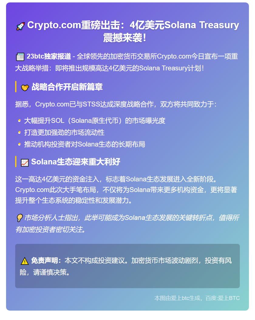 Crypto.com推出4亿Solana基金