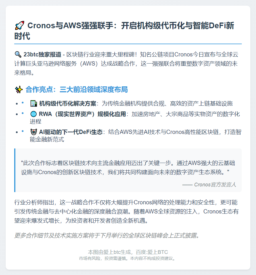 Cronos联手AWS
