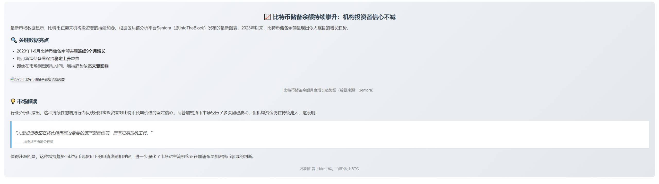 比特币储备余额持续增长