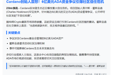 Cardano创始人呼吁对6亿ADA丑闻发起不信任投票