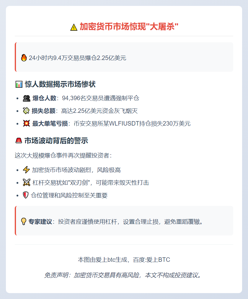 24小时爆仓9.4万人，损失2.25亿