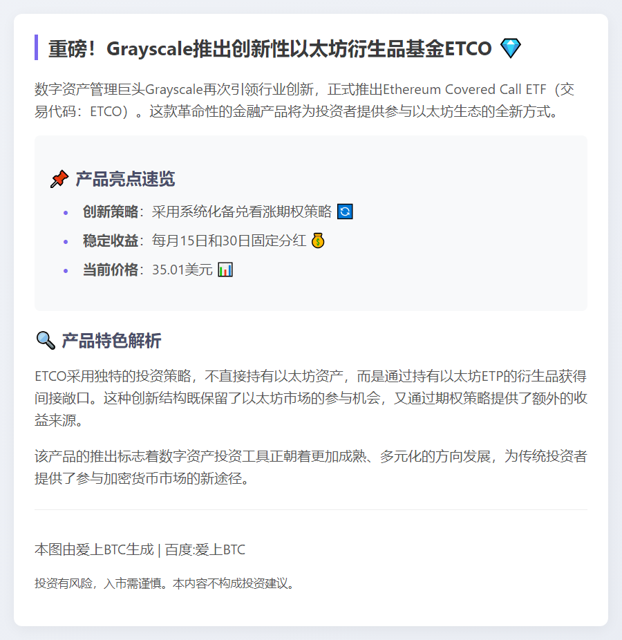 灰度推出以太坊期权ETF