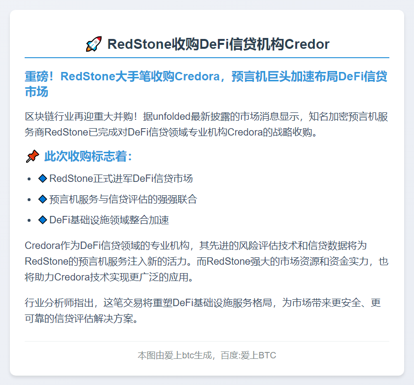RedStone收购DeFi信贷机构Credor